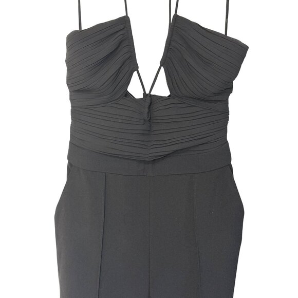 SIMKHAI Gala Plisse Cut Out Jumpsuit in Black 2 Small New Womens Outfit - Picture 7 of 17